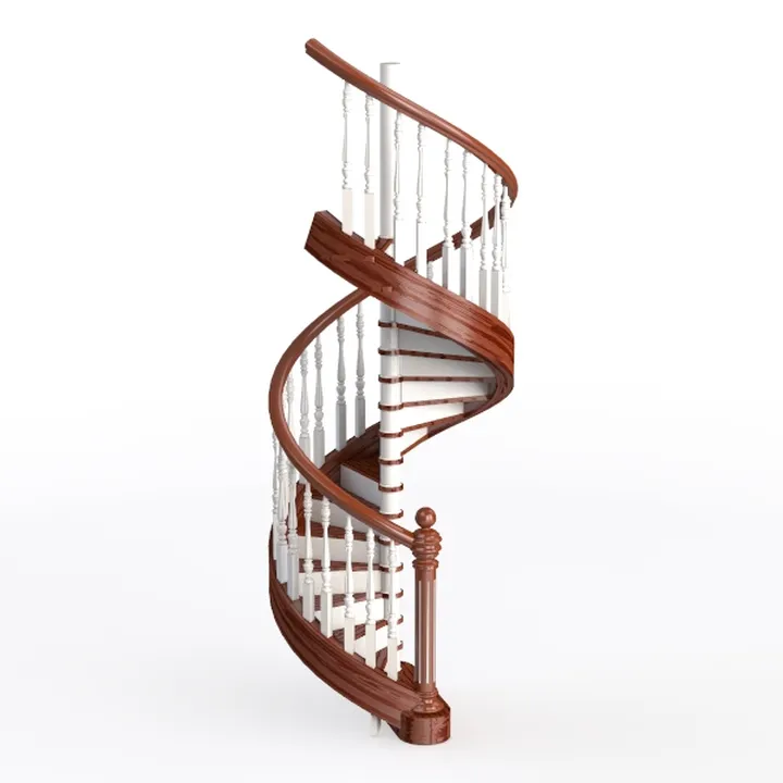 Solid Wood White Metal Spiral Staircase 3D Model