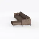 Modern Minimalist Brown Fabric L Shaped Sectional Sofa 3D Model Left 45 Degree View