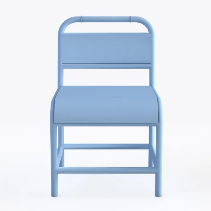 Minimalist Light Blue Metal Accent Chair 3D Model