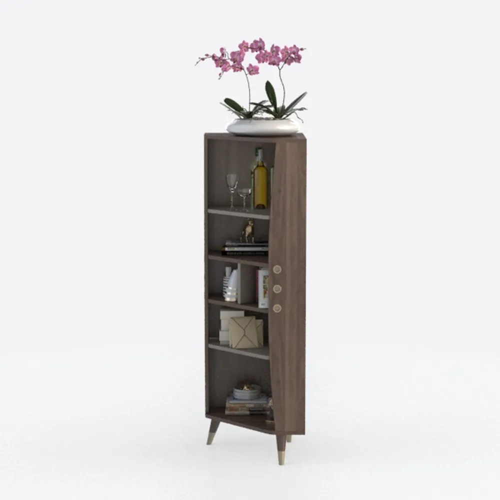 75.9" Tall Angled Arch Bookshelf, 5 Tiers