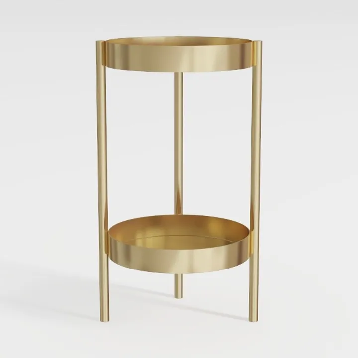 Gold Side Table, Champagne Gold End Table, Small