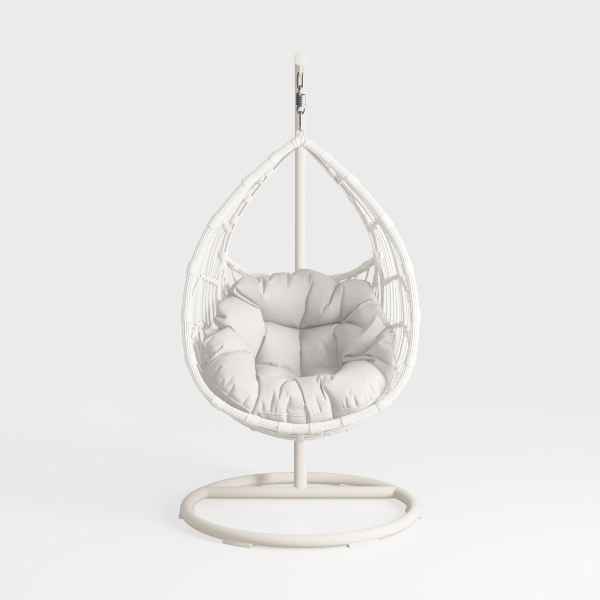 Wicker Egg Chair with Cushion & Footrest - Oversiz