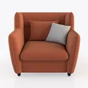 Minimalist Fabric Upholstered Armchair with Throw Pillows 3D Model Front View