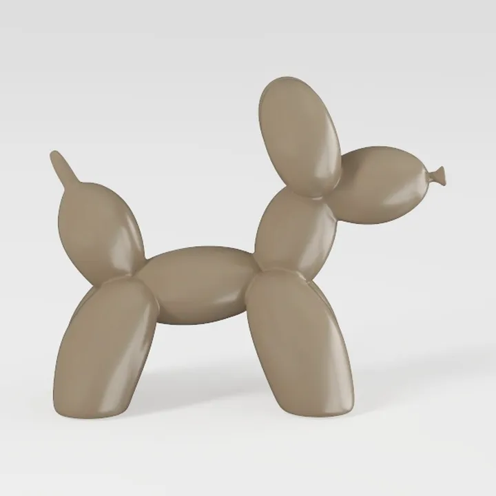 Minimalist Tan Smooth Balloon Dog Decorative Sculpture 3D Model