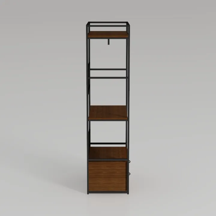 Industrial Metal Solid Wood Open Shelving Cabinet Storage 3D Model