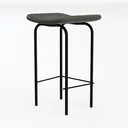 Modern Minimalist Fabric Metal Backless Bar Stool 3D Model Left 45 Degree View