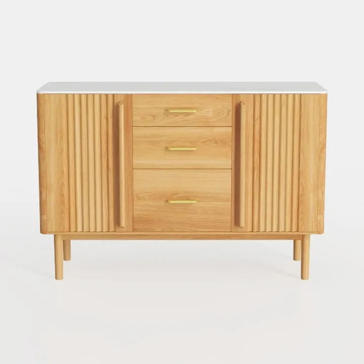 47.2" W Storage Cabinet with 3 Drawers, Fluted