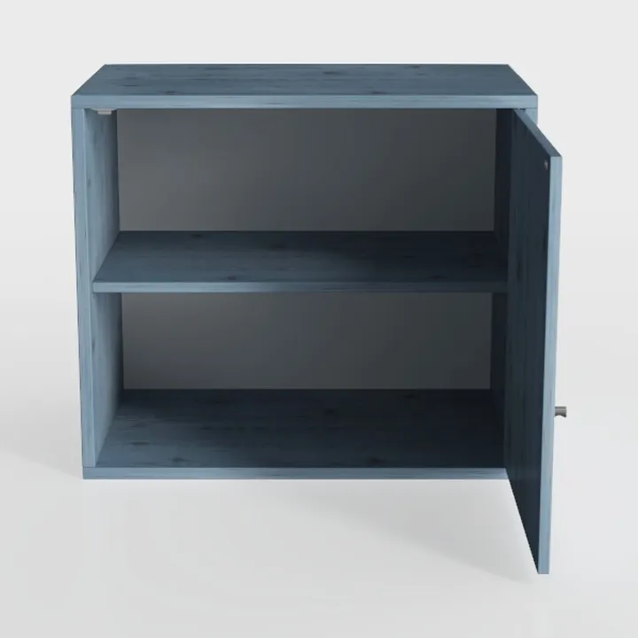 Blue Metal Nightstand with Open Shelf