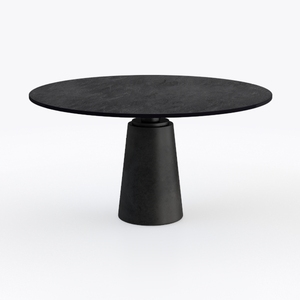 Minimalist Black Stone Top Round Dining Table 3D Model