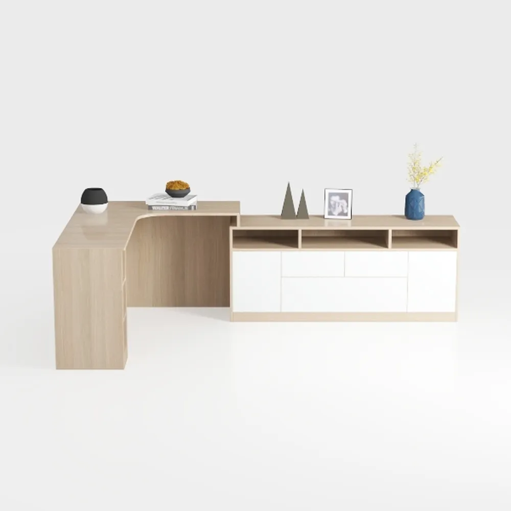 LITTLE TREE 74-Inch Executive L-Shaped Desk with S