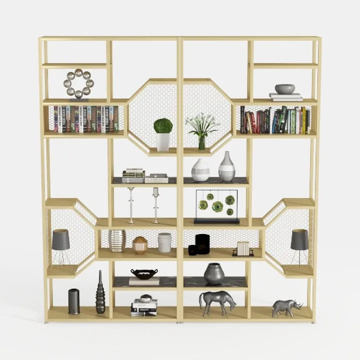 Tribesigns 71" Gold Bookshelves Set of 2, 11-Tier