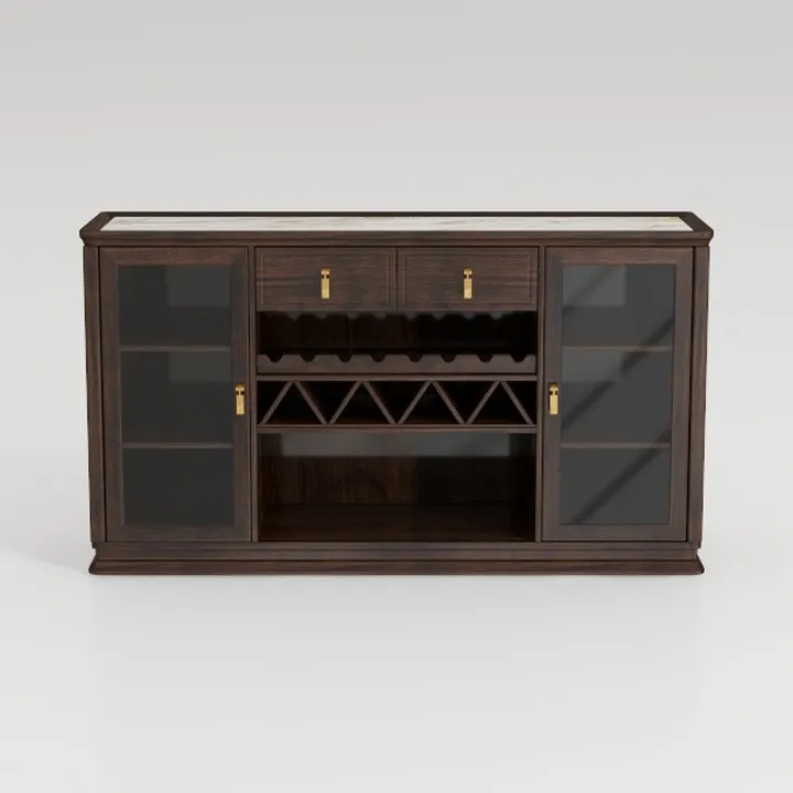 Farmhouse Coffee Bar Cabinet Rustic Sliding Barn