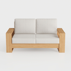 Minimalist Oak Fabric Loveseat Sofa 3D Model