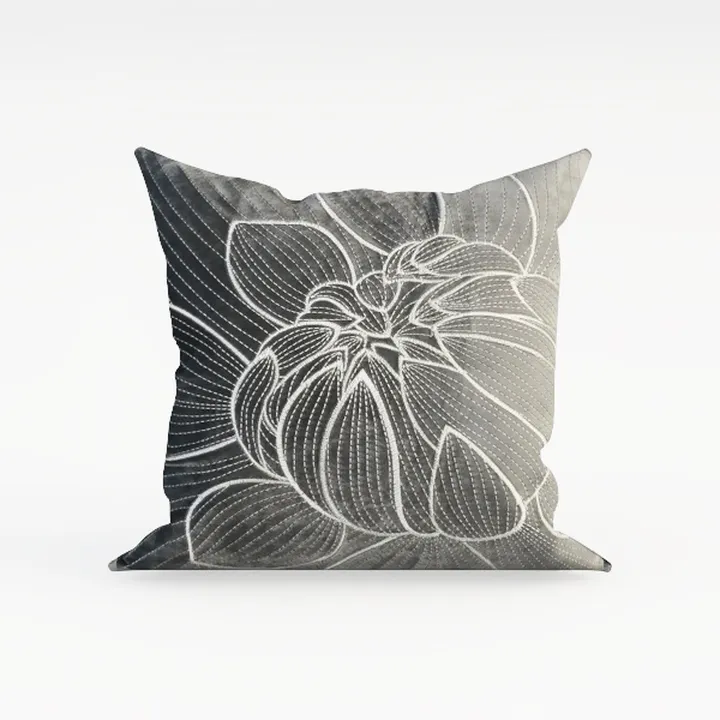 Minimalist Floral Stitched Fabric Throw Pillow 3D Model
