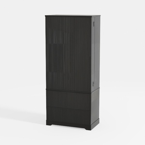 72" Modern Fluted Kitchen Pantry Cabinet with 2 La