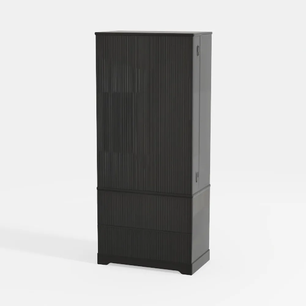 72" Modern Fluted Kitchen Pantry Cabinet with 2 La
