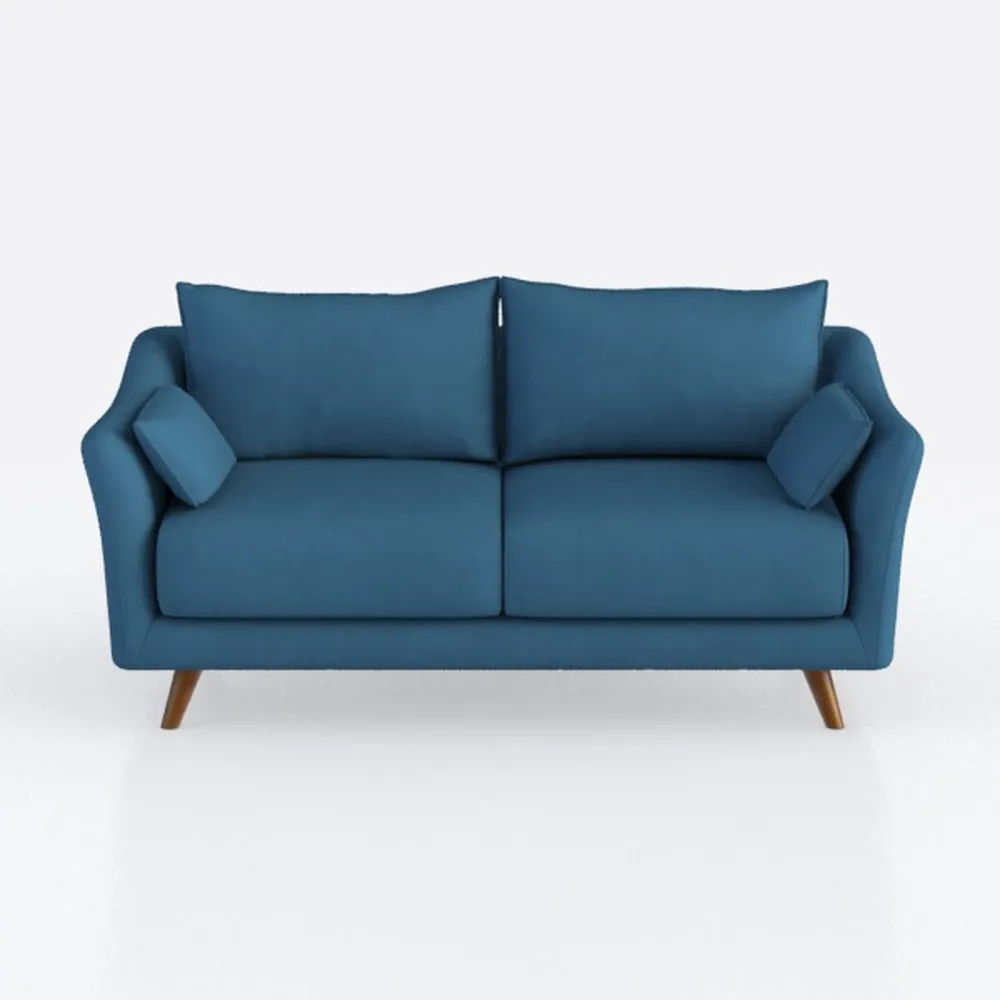 Velvet Sofa Modern Couch with Wooden Legs for