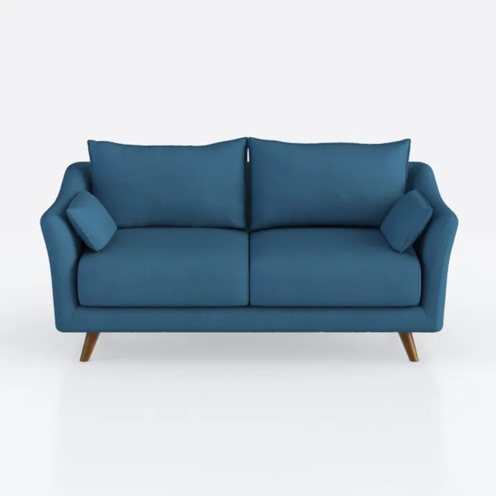 Velvet Sofa Modern Couch with Wooden Legs for