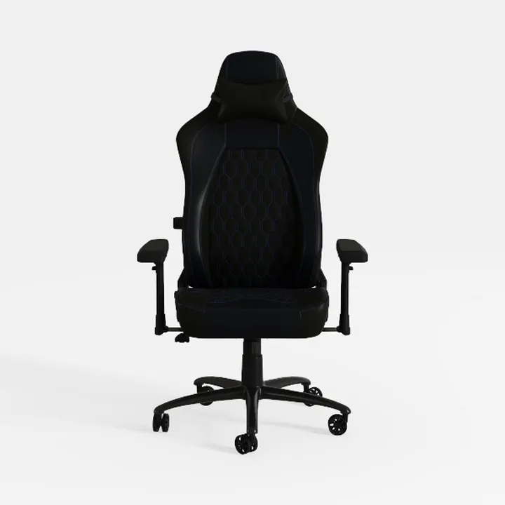 Black Leather Blue Stitching Ergonomic Gaming Chair 3D Model