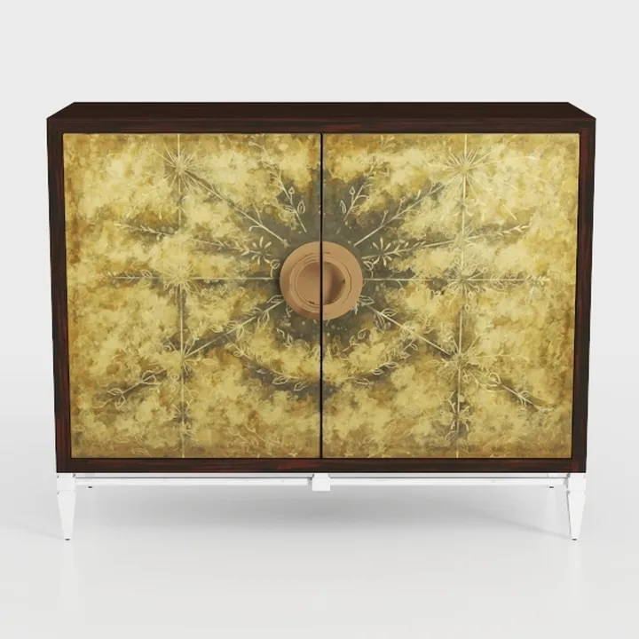 Farmhouse Accent Cabinets with Floral Pattern
