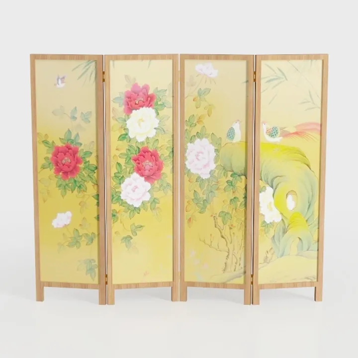 Cozy Castle Wood Room Divider, 6 Panel 66.9 Inch