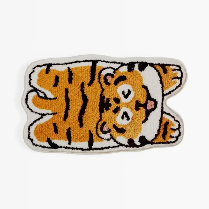 Cute Cartoon Tiger Pattern Fluffy Bath Mat 3D Model