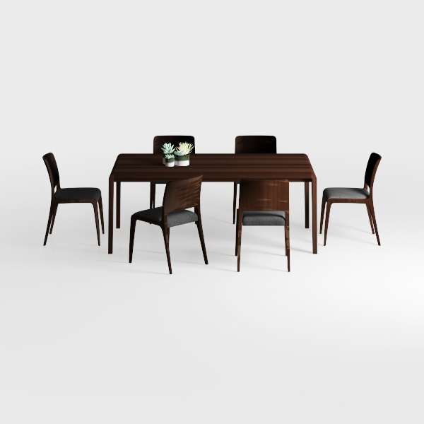 Claycross 7-Piece Walnut and Dark Gray Dining Set