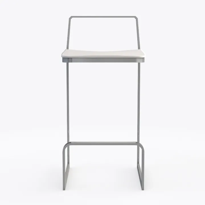 34.75 in. Gray Low Back Metal Bar Chair with Faux 