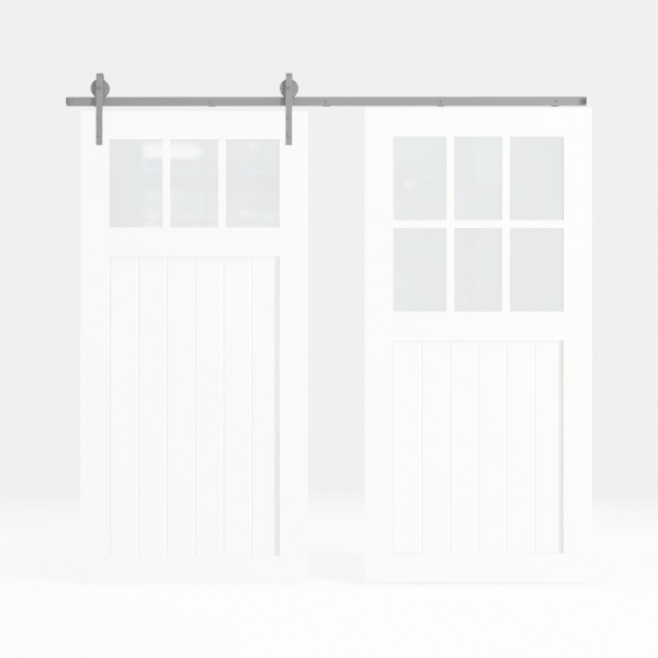 Double 24×84 Inch White Sliding Barn Door Slab and