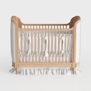 Modern Solid Wood Upholstered Baby Crib 3D Model