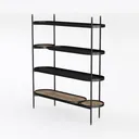 Modern Black Metal Cane Open Bookshelf Storage 3D Model Left 45 Degree View