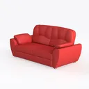 Modern Red Leather Loveseat Sofa 3D Model Left 45 Degree View