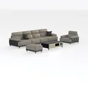 Modern Leather Sectional Sofa Set with Coffee Table and Ottoman 3D Model Right 45 Degree View