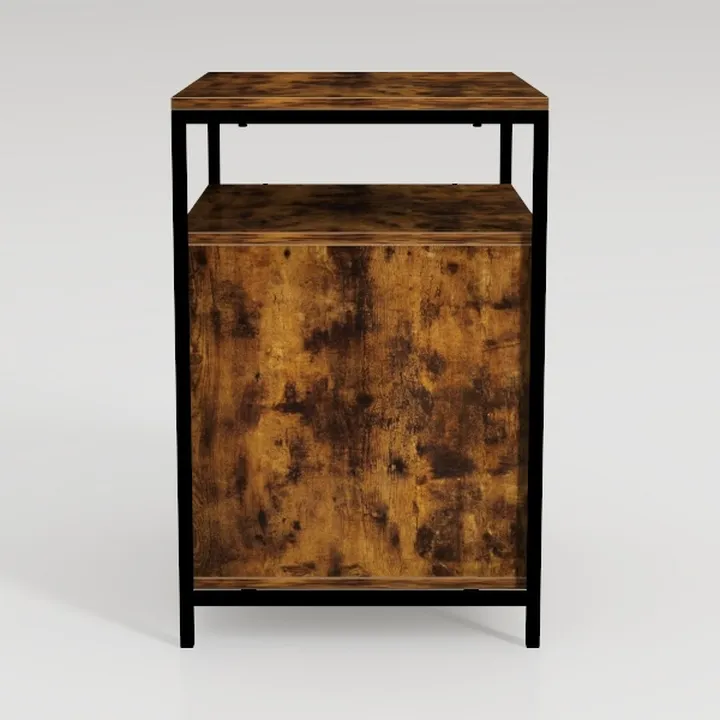 2PCS Brown Fabric Dresser Nightstand Set with Open