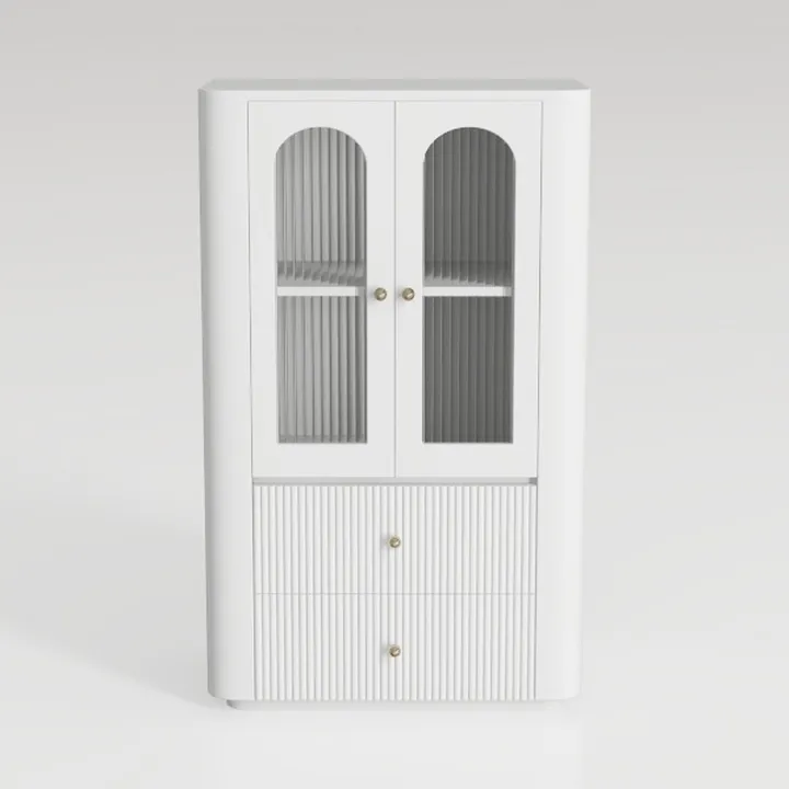 White Metal Storage Cabinet, Acrylic Glass Display