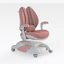 Pink Fabric Ergonomic Kids Office Chair 3D Model Right 45 Degree View