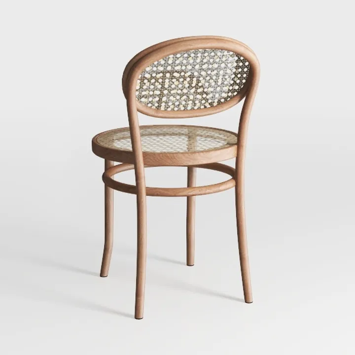 Minimalist Solid Wood Rattan Dining Chair 3D Model