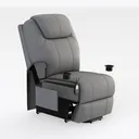 Minimalist Gray Fabric Power Recliner Chair with Cup Holders 3D Model Right 45 Degree View