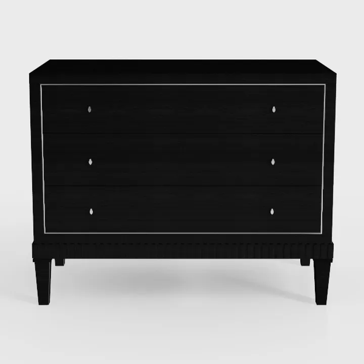 Modern Black Solid Wood 3 Drawer Dresser Cabinet 3D Model