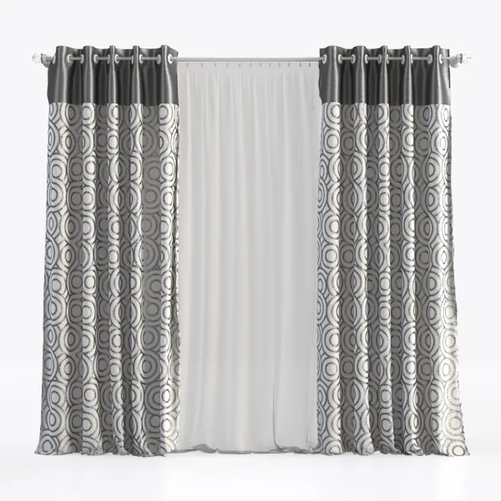 Modern Geometric Pattern Fabric Curtain Set 3D Model
