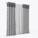 Modern Geometric Pattern Fabric Curtain Set 3D Model Right 45 Degree View