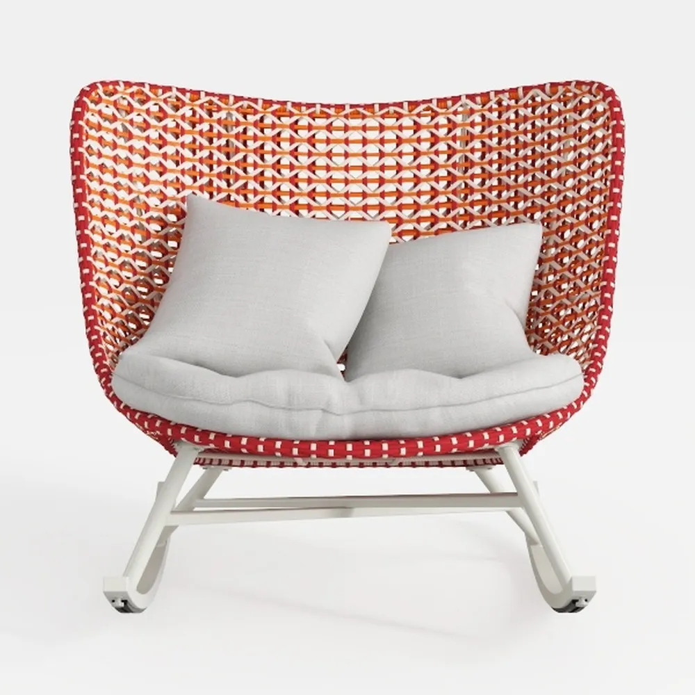 ovios Outdoor Swivel Rocking Chair Set of 3 with