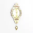 Vintage Ornate Brass Wood Pendulum Wall Clock 3D Model Right 45 Degree View