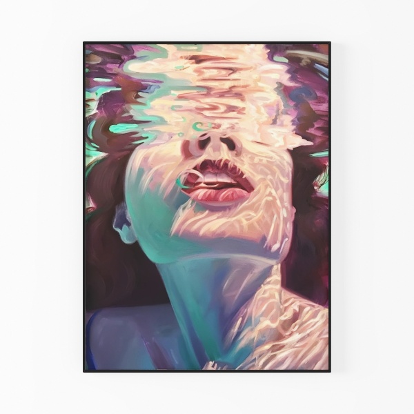 Zen Canvas Wall Art White and Blue Lotus Flower