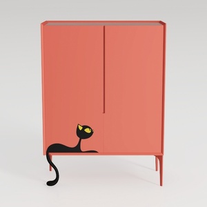 2 Mesh Door Metal Storage Cabinet for Bed Room