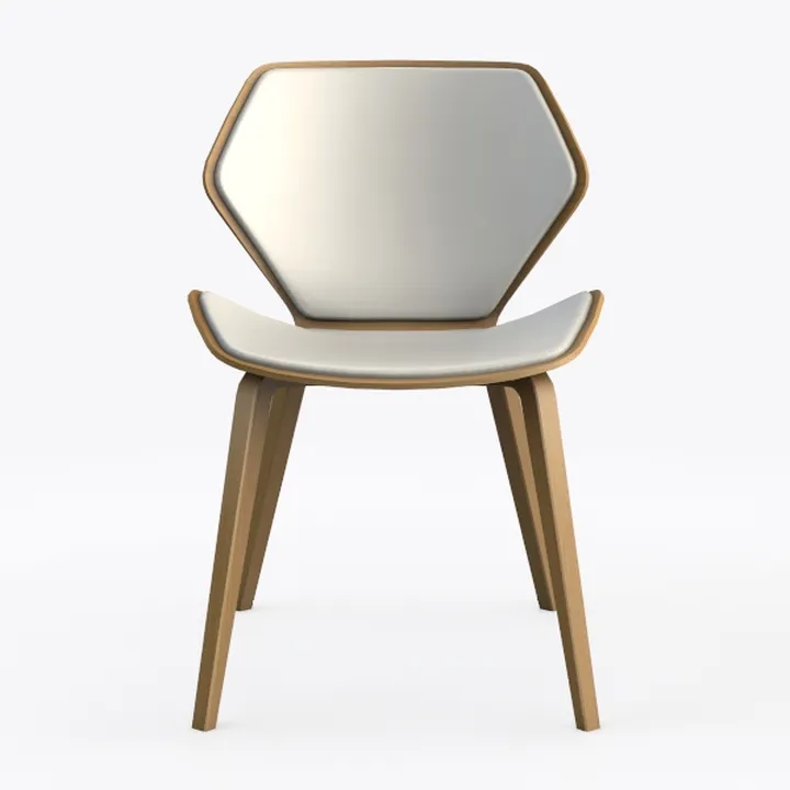 Modern Solid Wood Fabric Upholstered Dining Chair 3D Model