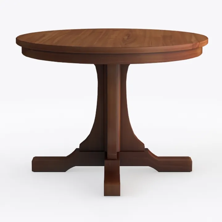 Solid Wood Round Dining Table Traditional Pedestal 3D Model
