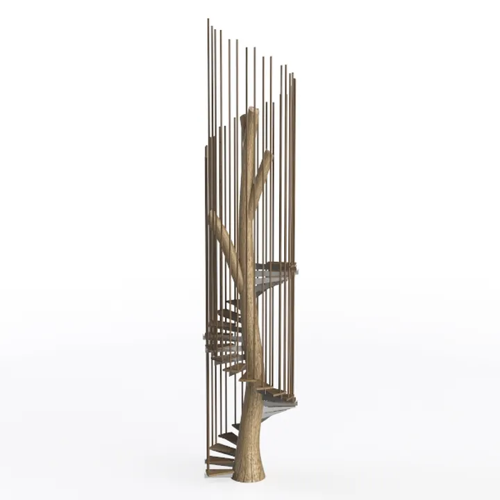 Modern minimalist wooden staircase