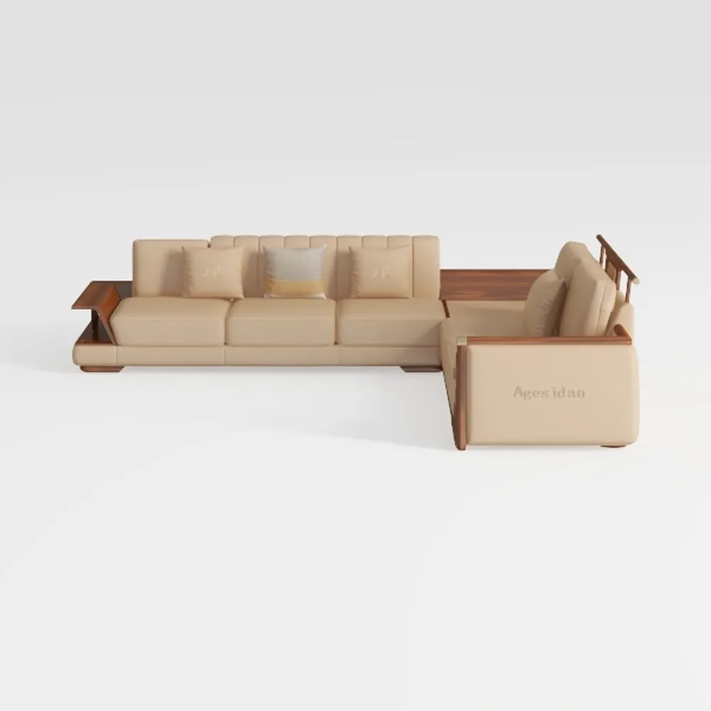Leather Chaise Couch L-Shaped Sectional Chaise