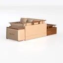 Leather Chaise Couch L-Shaped Sectional Chaise Left 45 Degree View